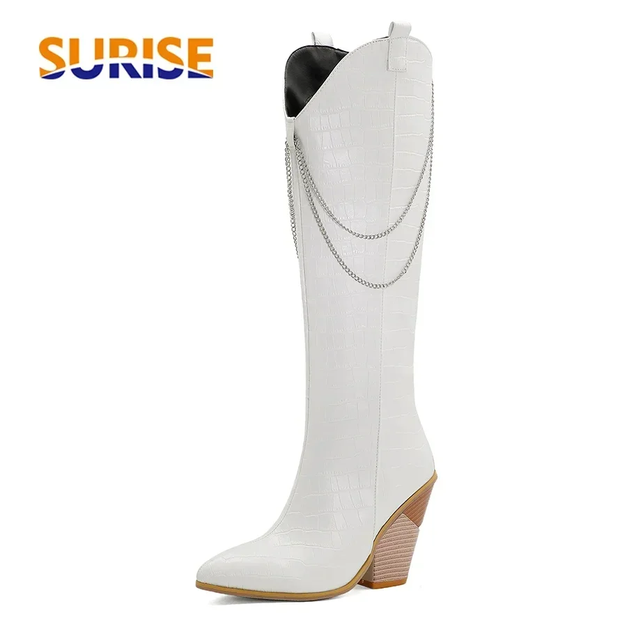 Riding Boot Short - 女性用ニーハイブーツ,ブラック,ブラウン,スネークスキンブロックヒール,クラブパーティー,ヴィンテージ,先のとがったつま先,金属チェーン