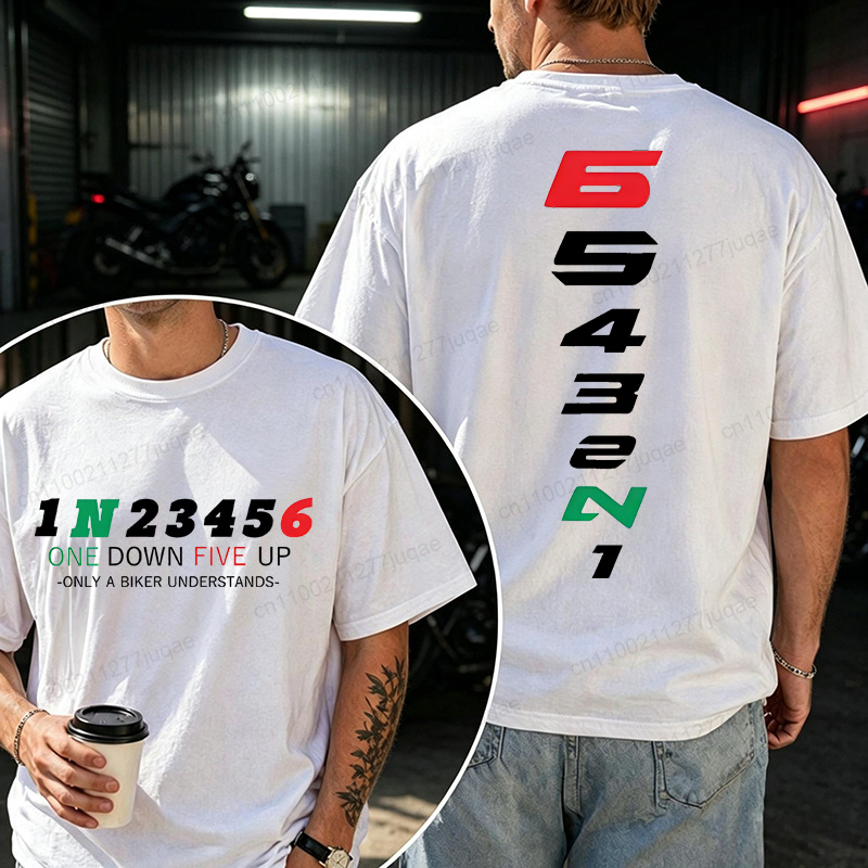 Motorcycle Gear Sleeve - 原宿ストリートウェア 1N23456 オートバイギアシフトモーターサイクリストバイカーバイクメンズ Tシャツレトロオートバイデー Tシャツギフト