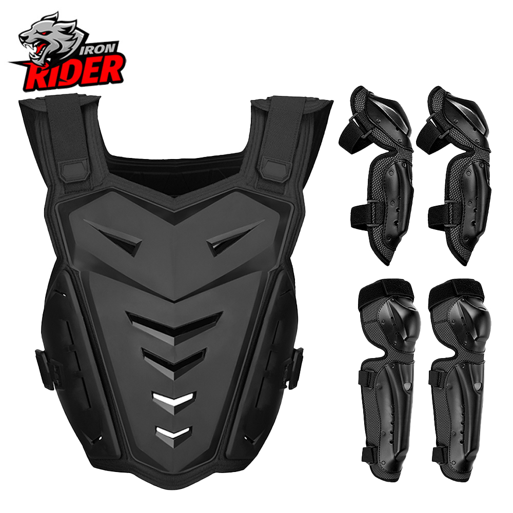 Motorcycle Gear Vest - モトクロスボディアーマー、オートバイジャケット、モトクロスベスト、背中胸部プロテクター、オフロードダートバイク保護ギア、膝と肘用プロテクター