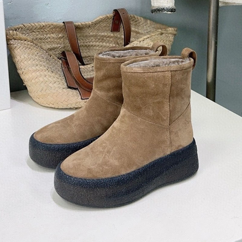 Riding Boot Short - 乗馬ブーツ スエード フラット 厚底 アンクルブーツ レディース