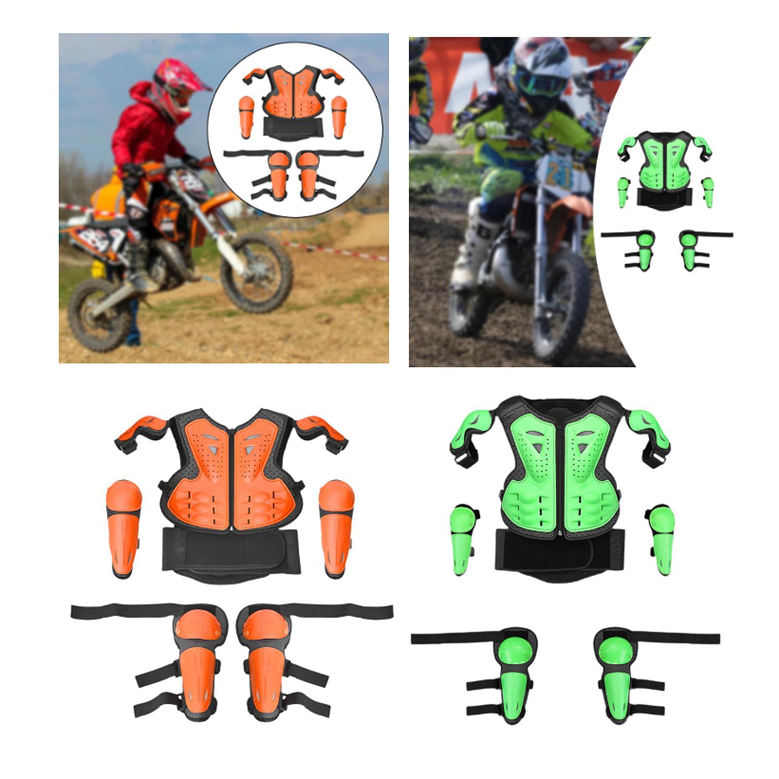 Motorcycle Gear Vest - 子供用バイクモトクロスギアセット、防具ベスト、胸部・脊椎・背中プロテクター、ライディング、スキー、サイクリング、モトクロス、スケート用
