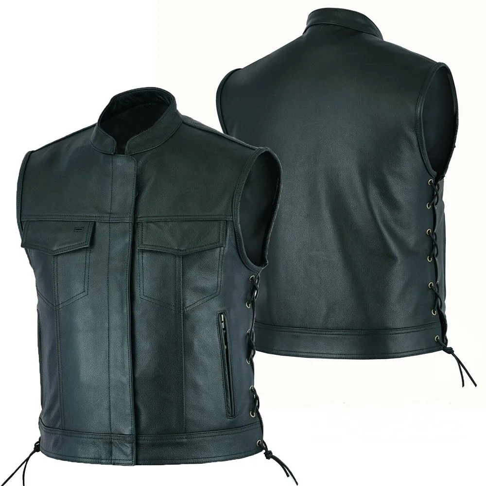 Motorcycle Gear Vest - ベストレザーパンクファッションカジュアルコートオートバイベスト男性固体ベスト艦隊