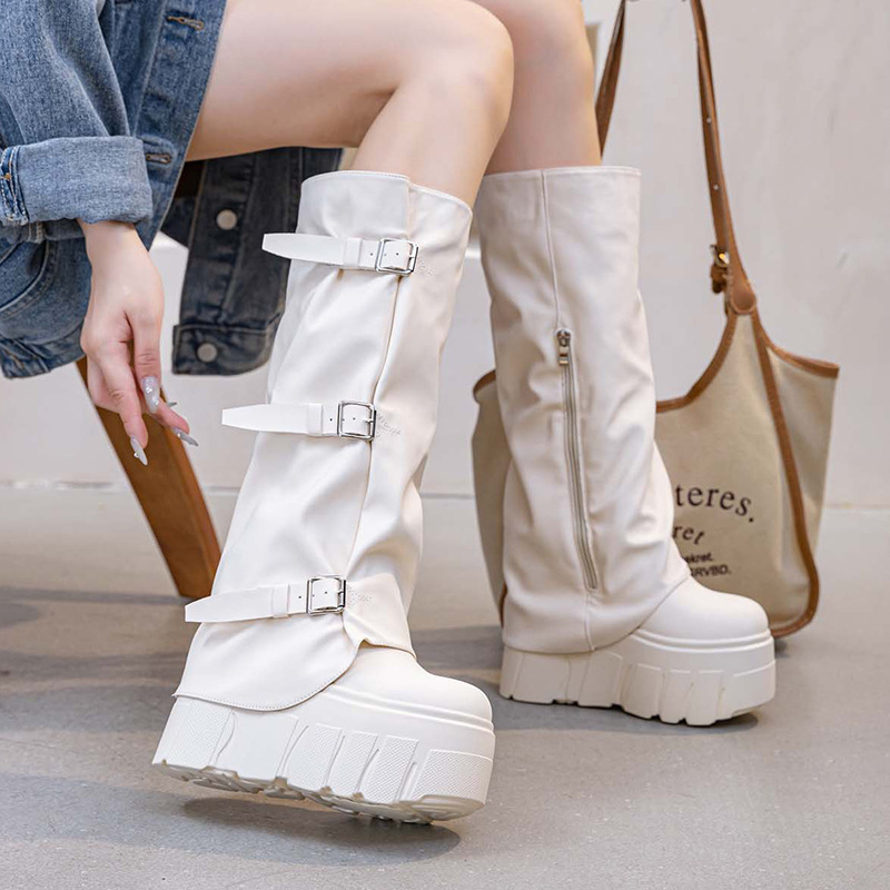 14 センチメートルヒールニーハイブーツプラットフォームウェ - Riding Boot Short のレビューと価格