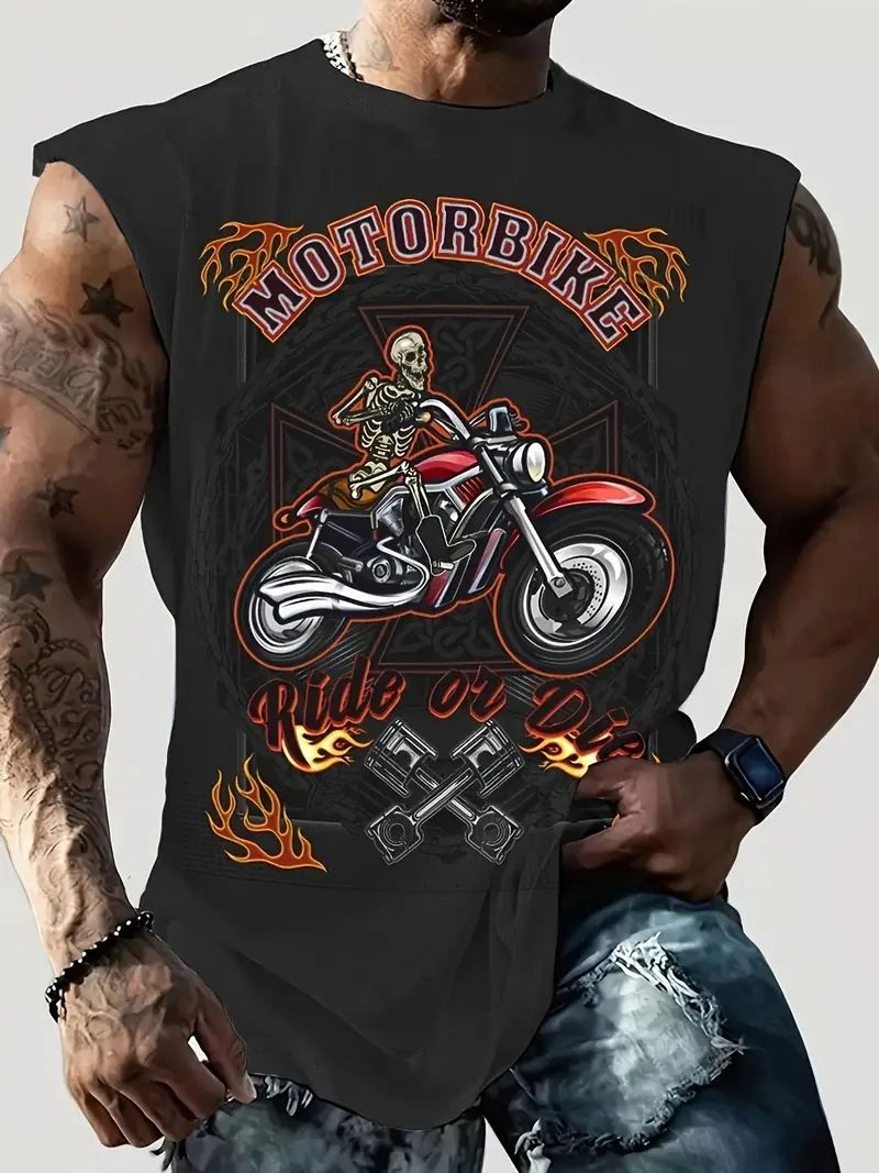 メンズラウンドネックバイクTシャツ,通気性のある半袖トップス - Motorcycle Gear Vest のレビューと価格
