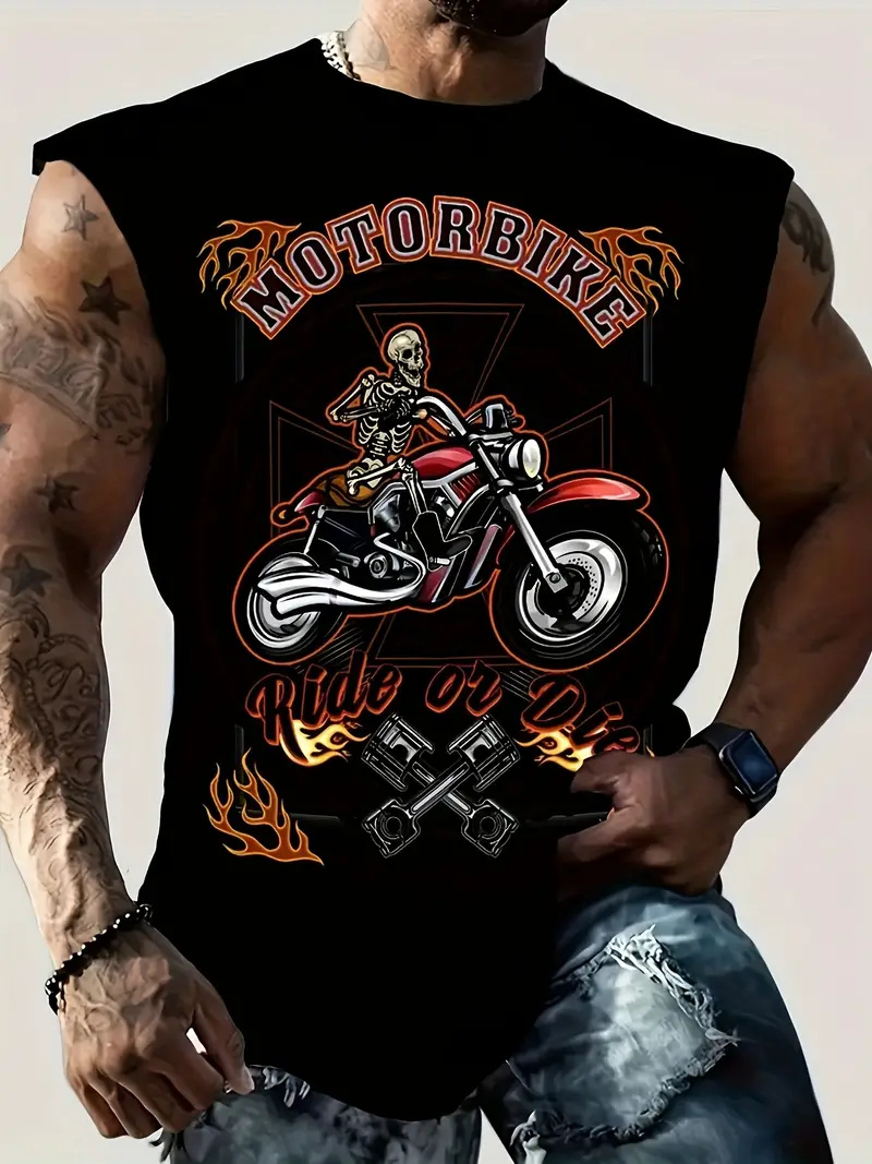 メンズラウンドネックバイクTシャツ,通気性のある半袖トップス - Motorcycle Gear Vest のレビューと価格