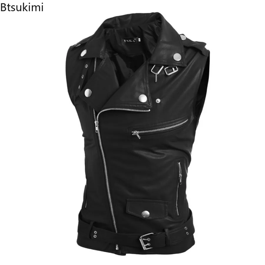 2026 メンズカジュアル PU レザーベストチョッキ秋冬ジ - Motorcycle Gear Vest のレビューと価格