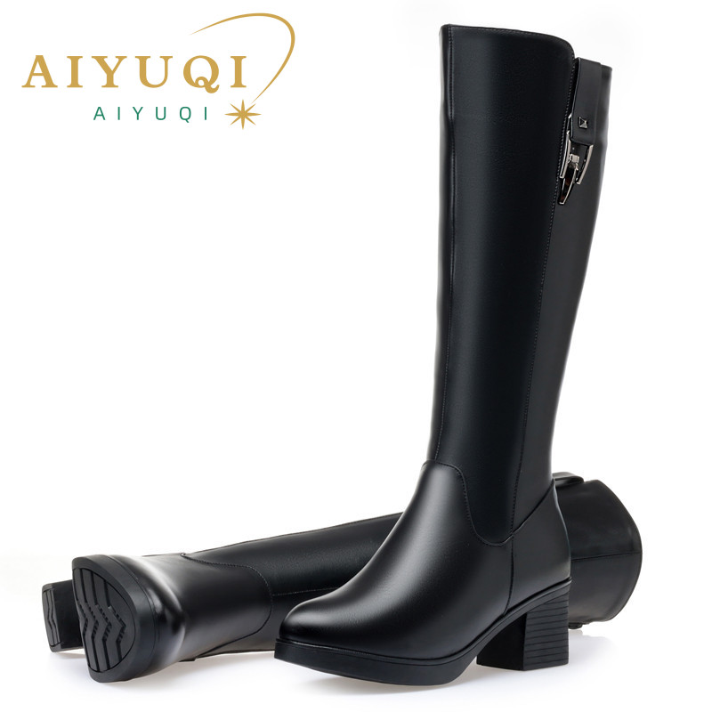 AIYUQI 冬の女性のロングブーツ本革天然ウール暖かいハイ - Riding Boot Short のレビューと価格