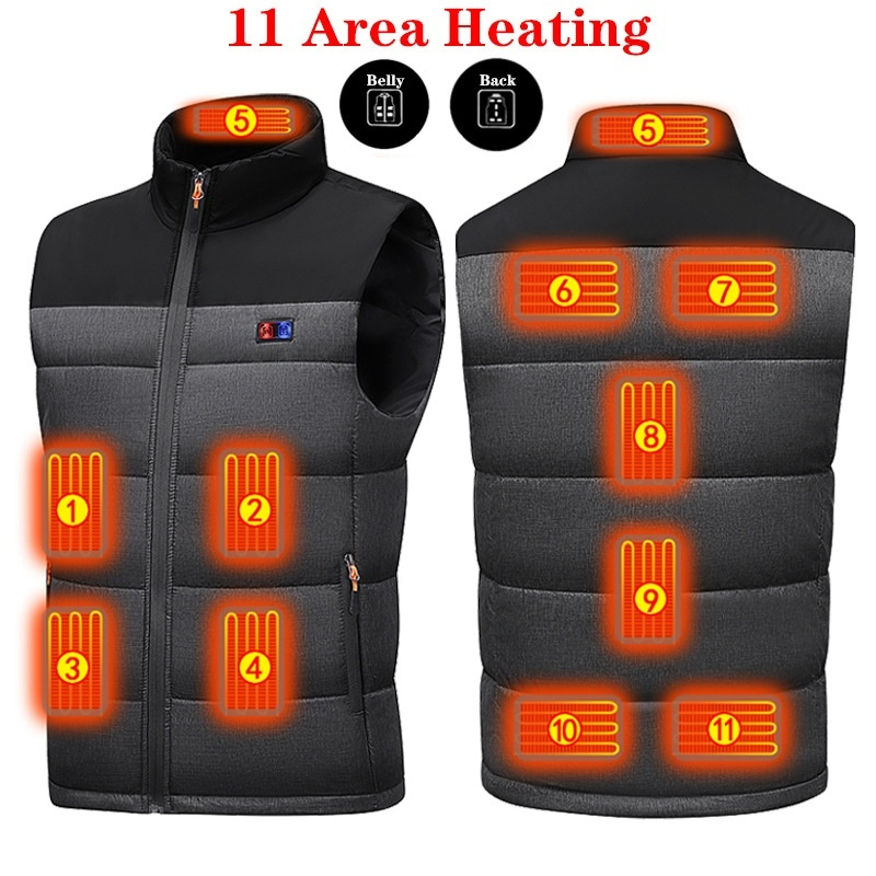 加熱ベスト ユニセックス 充電式加熱服 コットンベスト 11 - Motorcycle Gear Vest のレビューと価格