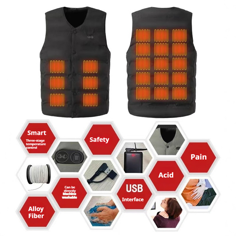 冬の新スタイル 21 ゾーン V ネック加熱ベストユニセック - Motorcycle Gear Vest のレビューと価格